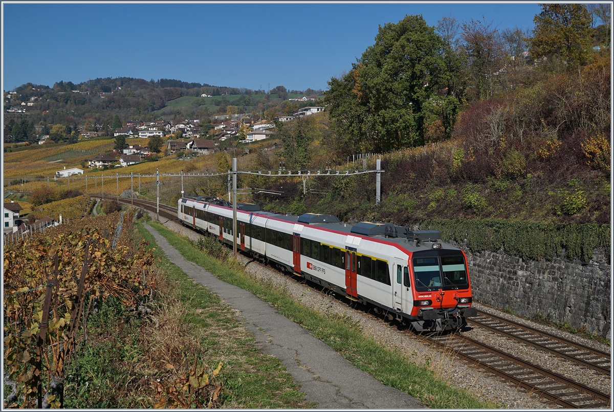 A SBB RBDe 560 on the way to Lausanne by Bossière.

26.10.2017
