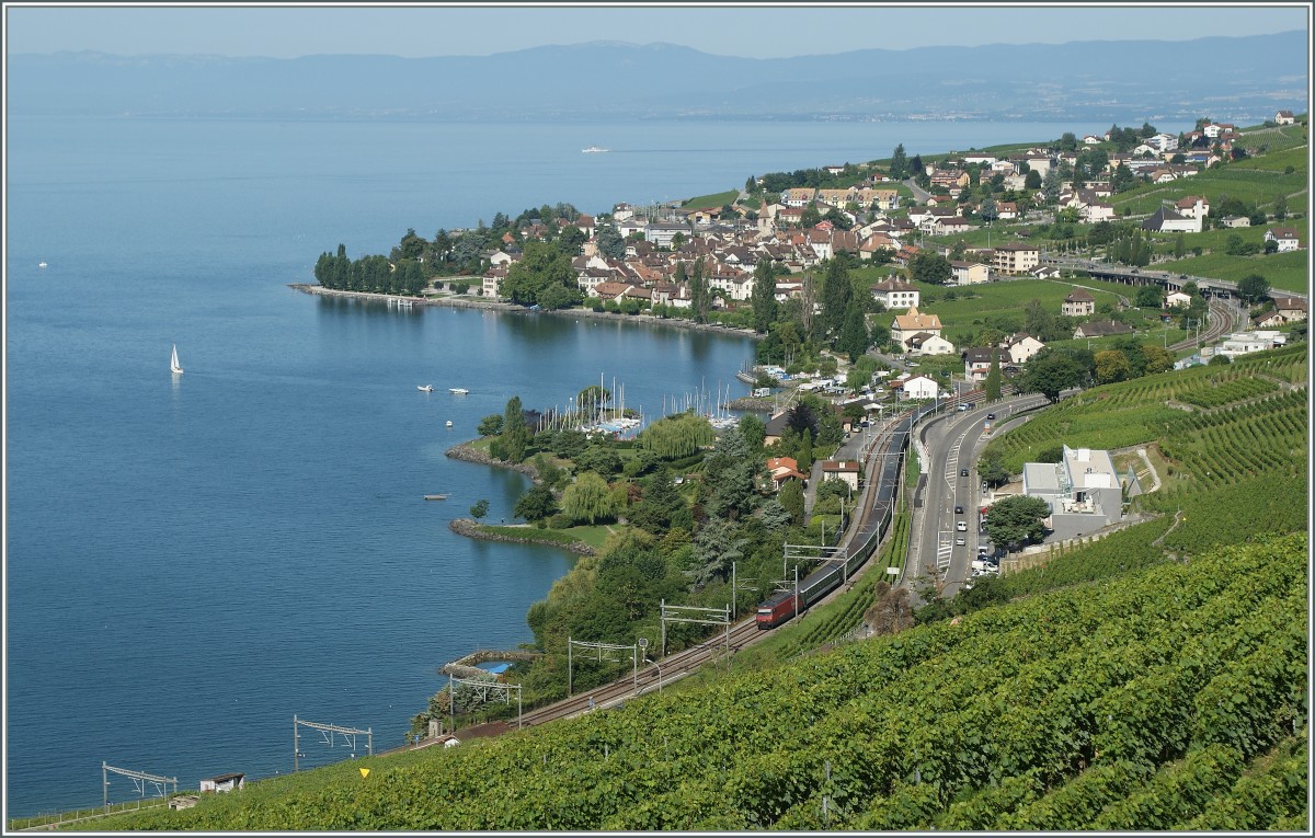 A SBB Re 460 wiht an IR to Brig near Epesses. 
18.07.2012