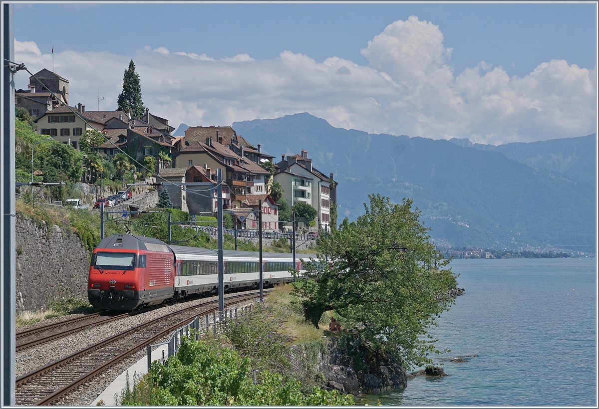 A SBB Re 460 wiht an IR 90 on the way to Brig by St-Saphorin. 

23.07.2020