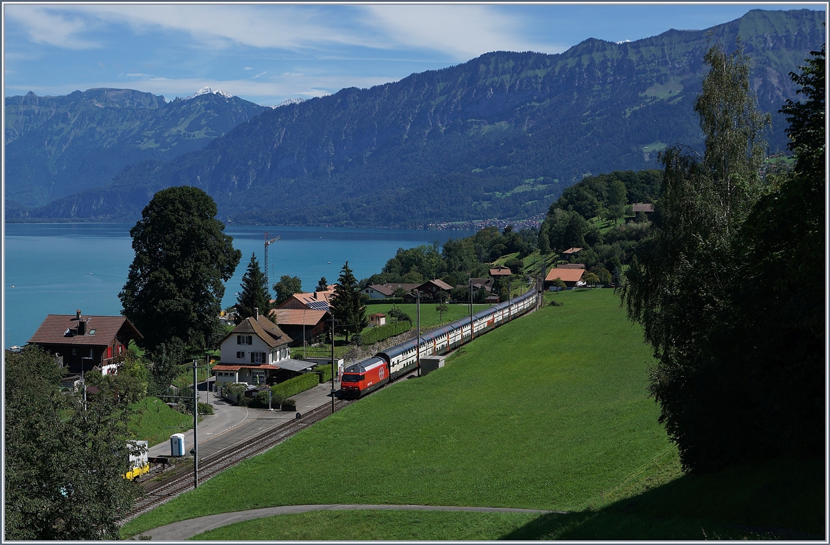 A SBB Re 460 with his IC 974 from Interlaken Ost to Basel SBB by Faulensee. 

19.08.2020