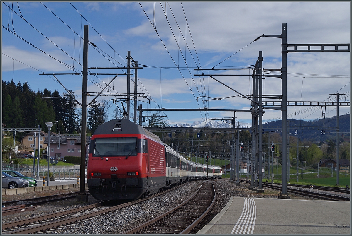 A SBB Re 460 with an IR 15 from Luzern to Geneva in Palezieux.

08.05.2021