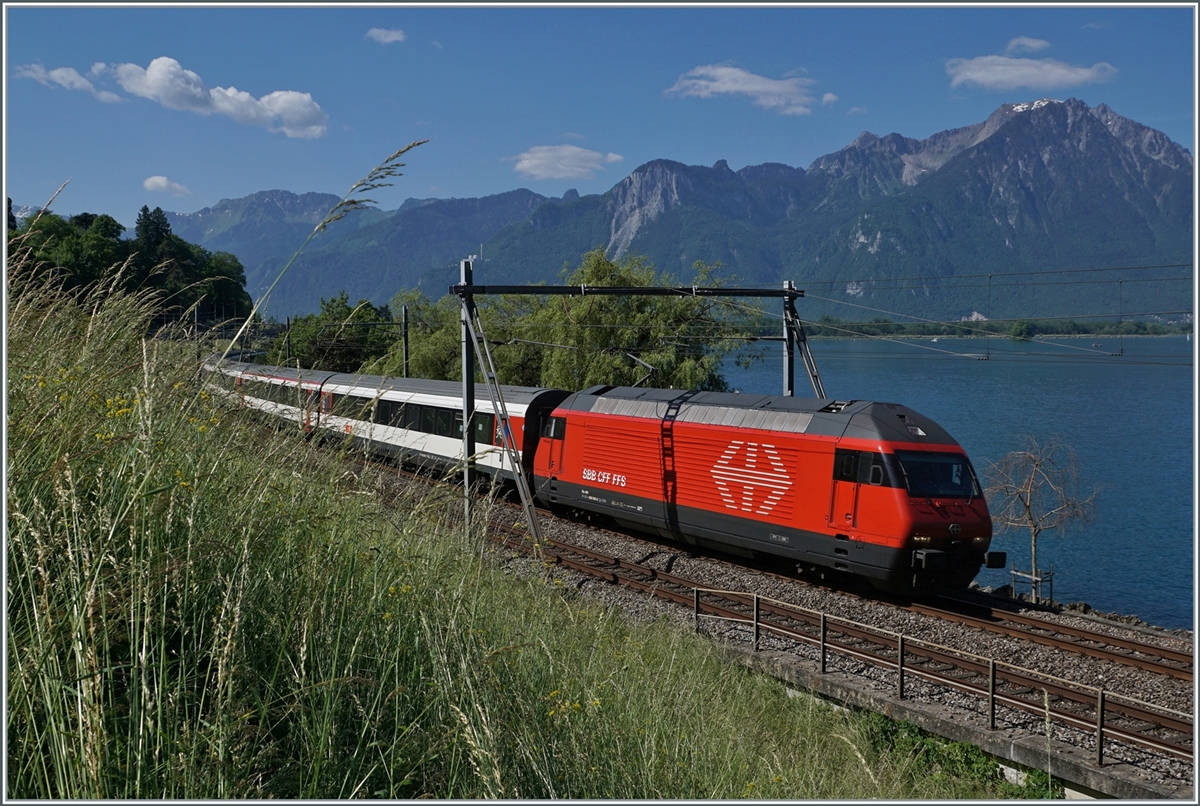 A SBB Re 460 with an IR 90 on the way to Geneva near Villeneuve.

21.05.2022