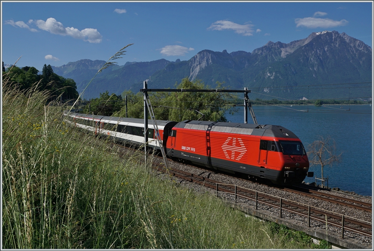 A SBB Re 460 with an IR 90 on the way to Geneva near Villeneuve.

21.05.2022