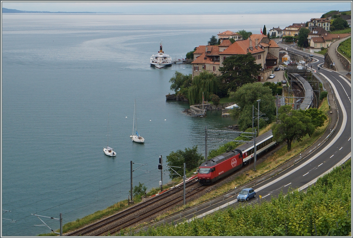 a Steamer and  a train by Rivaz. 
14.06.2015