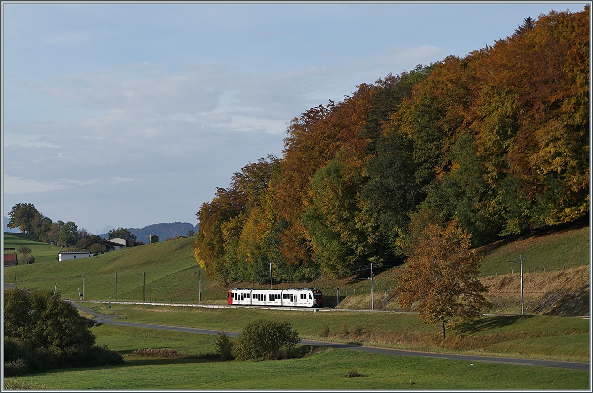 A TPF local service on the way to Bulle between Châtel St-Denis and Semsales.

22. Okt. 2020