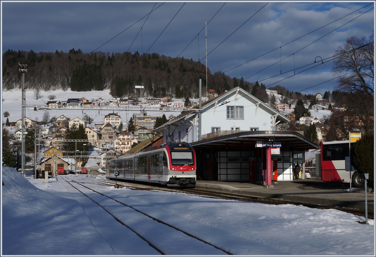 A TRAVYS Be 4/4-AB-Be 4/4 in the Ste Croix Station.
14.02.2017