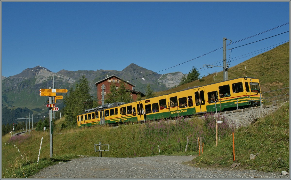 A WAB Train on the way to the Kleine Scheidegg near the Station Wengeneralp.
21.08.2013