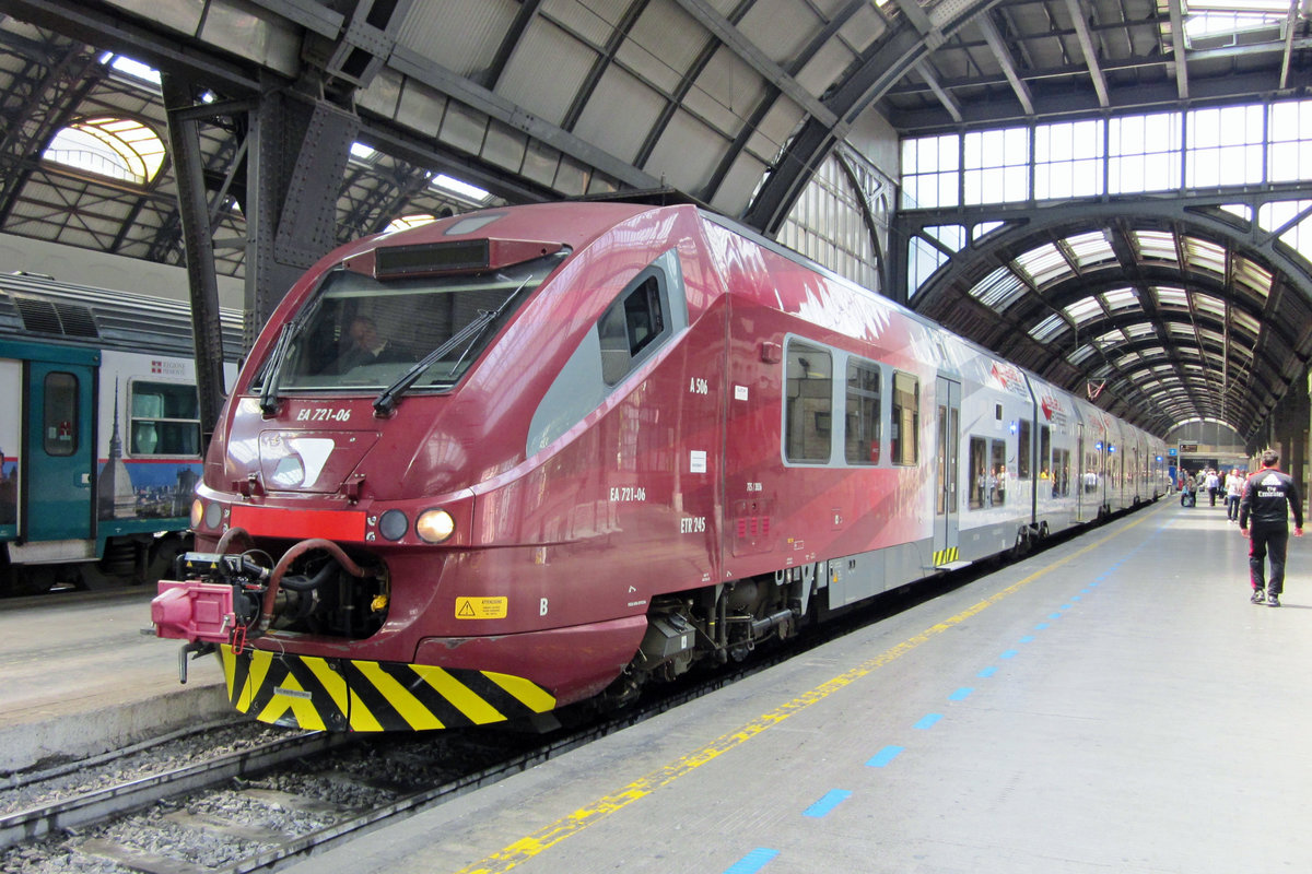 AE 721-6 stands at Milano Centrale on 1 July 2013.