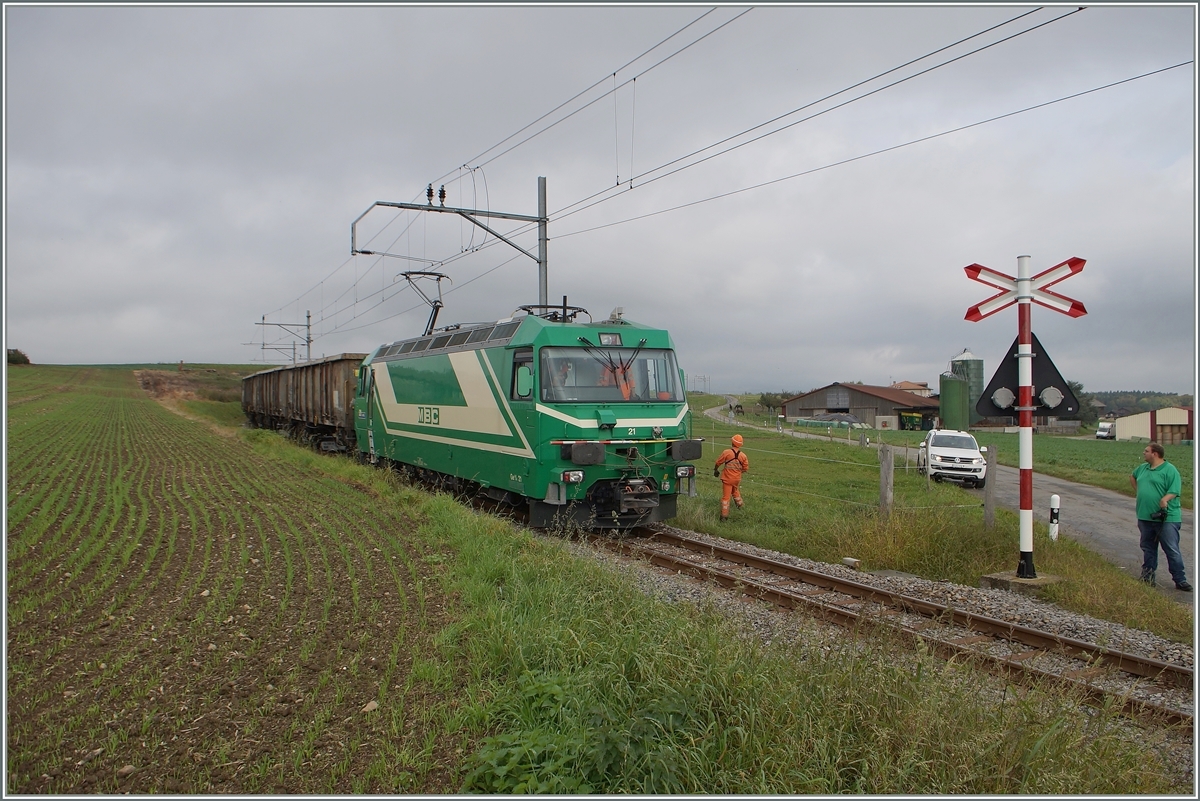 After not all of the sugar beets could be accommodated in the first train, a second seven-car train was brought in to be loaded at Mauraz in the early afternoon.

October 15, 2014