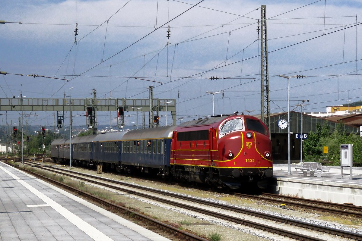 Altmark Rail 1155 hauls an extra train into Passau on 10 May 2018.