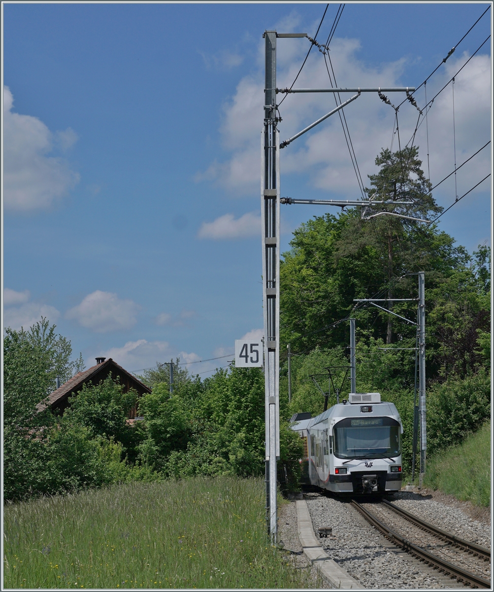 An AVA/AAR ABe 4/8 has left Zetzwil and is now driving through an old moraine hill towards Aarau. The next stop will be Gontenschwil.
May 14, 2022