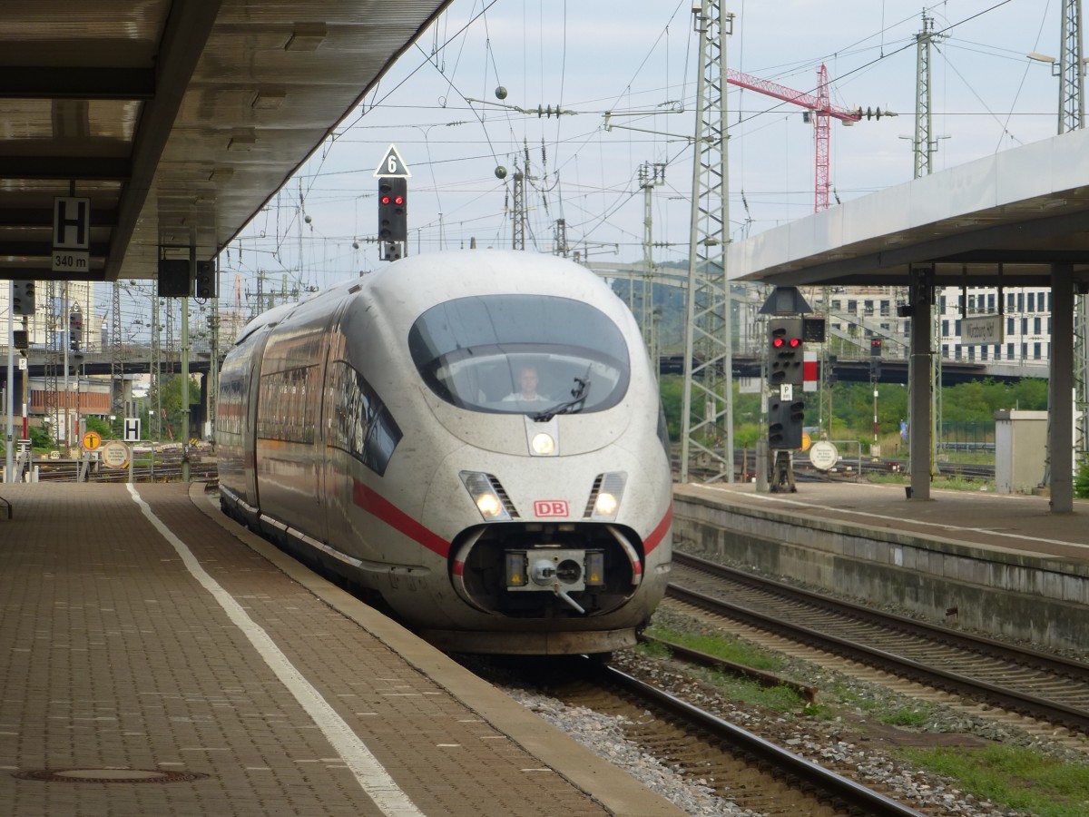 An ICE is arriving in Wrzburg central station on August 23rd 2013.