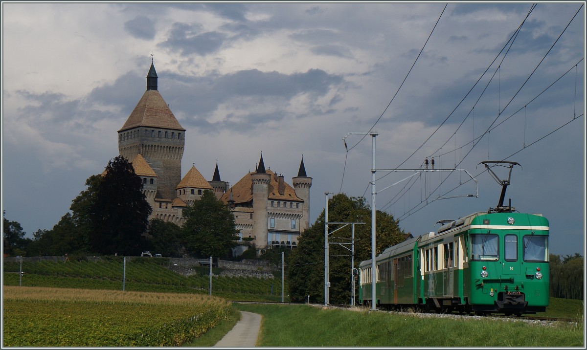 BAM local train by the Vufflens Castle. 08.09.2014