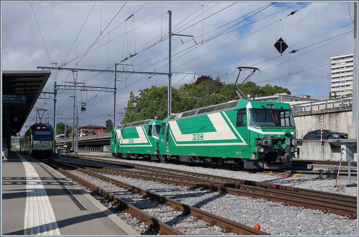 BAM MBC Ge 4/4 21 and 22 in Morges.
09.05.2017