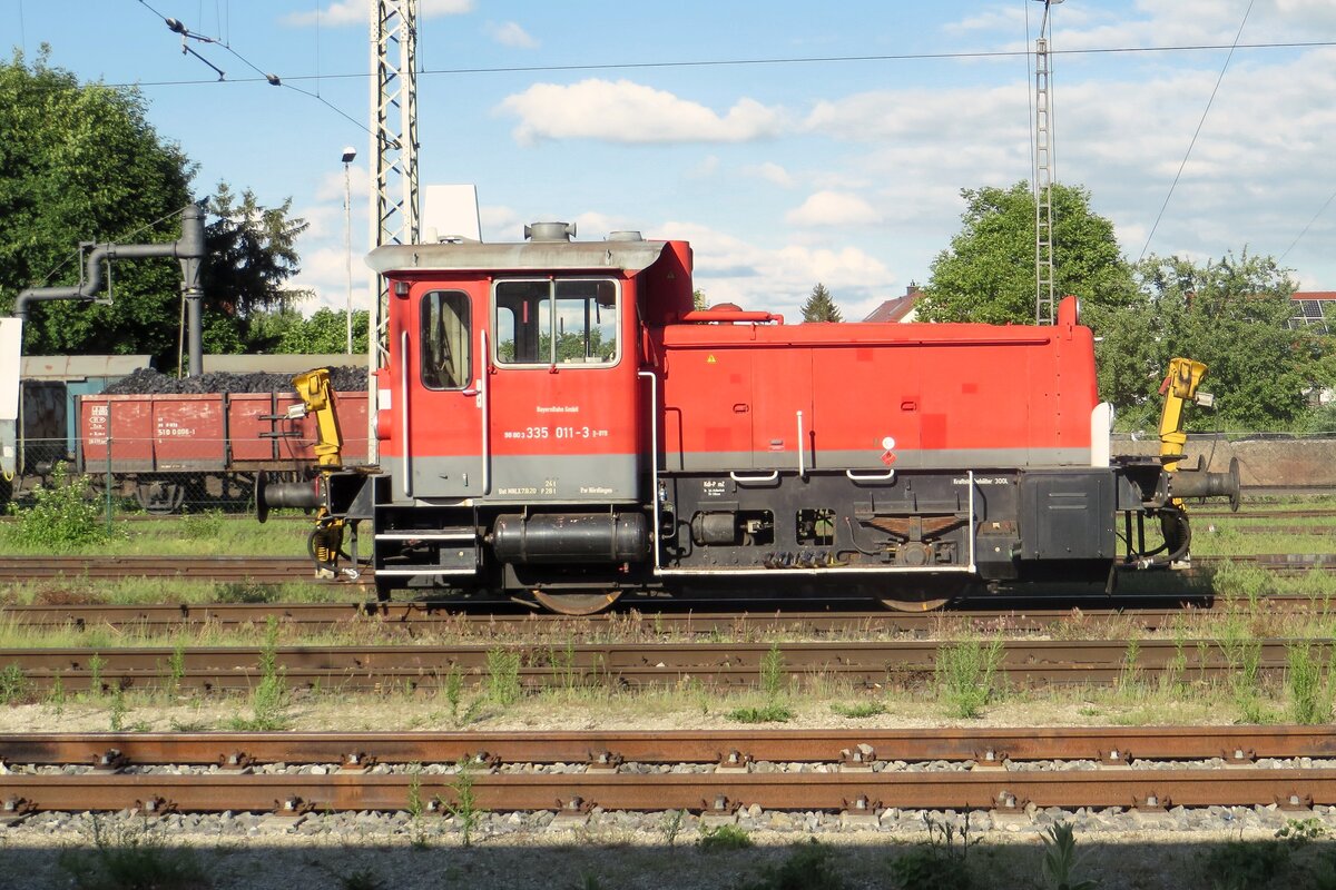 Bayernbahn 335 011 stands at the Bayerisches Eisenbahnmuseum in Nördlingen on 26 May 2022.