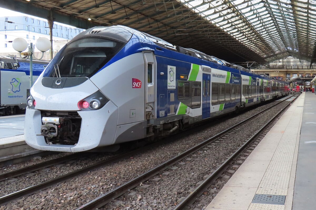 BiBi 84717 stands at Paris gare du Nord with a train to Calais on 20 September 2023.