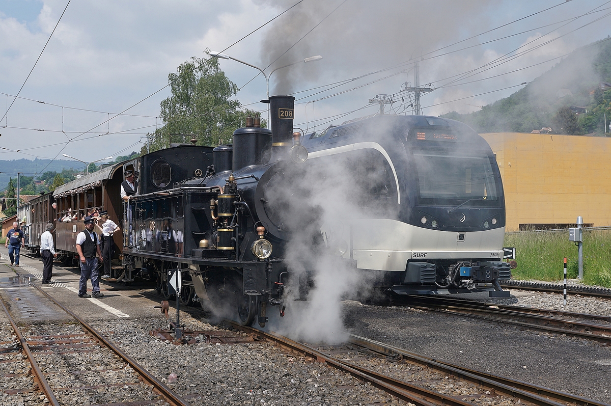 Blonay Chamby Mega Steam Festival: The SBB G 3/4 208 (Ballenberg Dampfbahn) in Blonay. 19.05.2018 