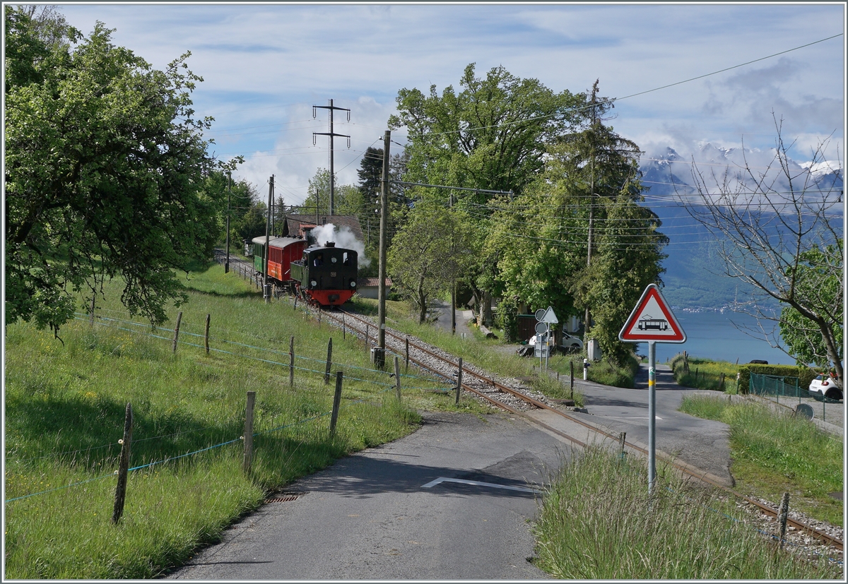 Blonay Chamby Nostalgie & Steam 2021: The Blonay-Chamby G 2x 2/2 105 by Cornaux on the way to Blonay

22.05.2021