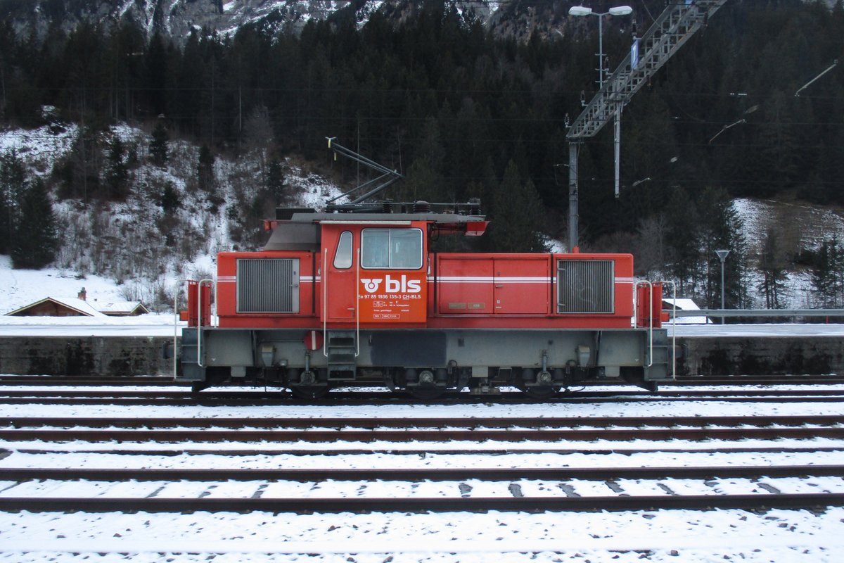BLS 135 enjoys the snow at Kandersteg on 12 January 2019.