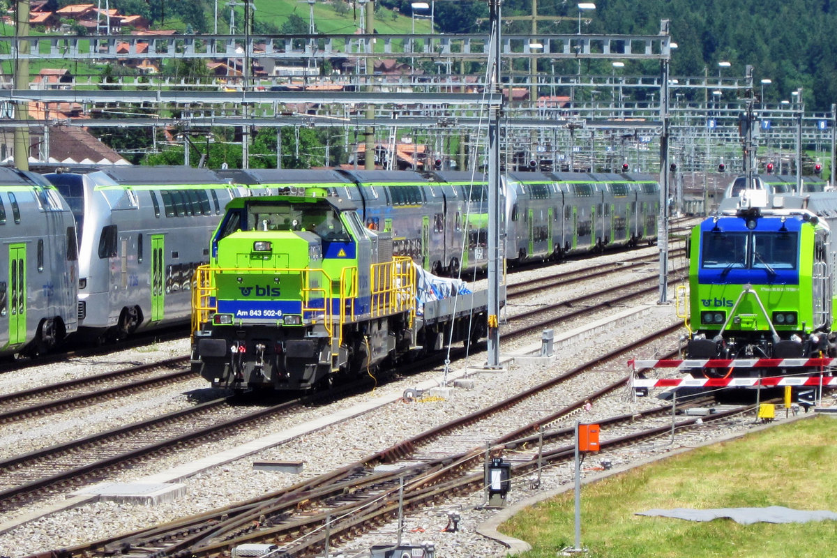 BLS 843 502 stands in Frutigen on 30 June 2013.