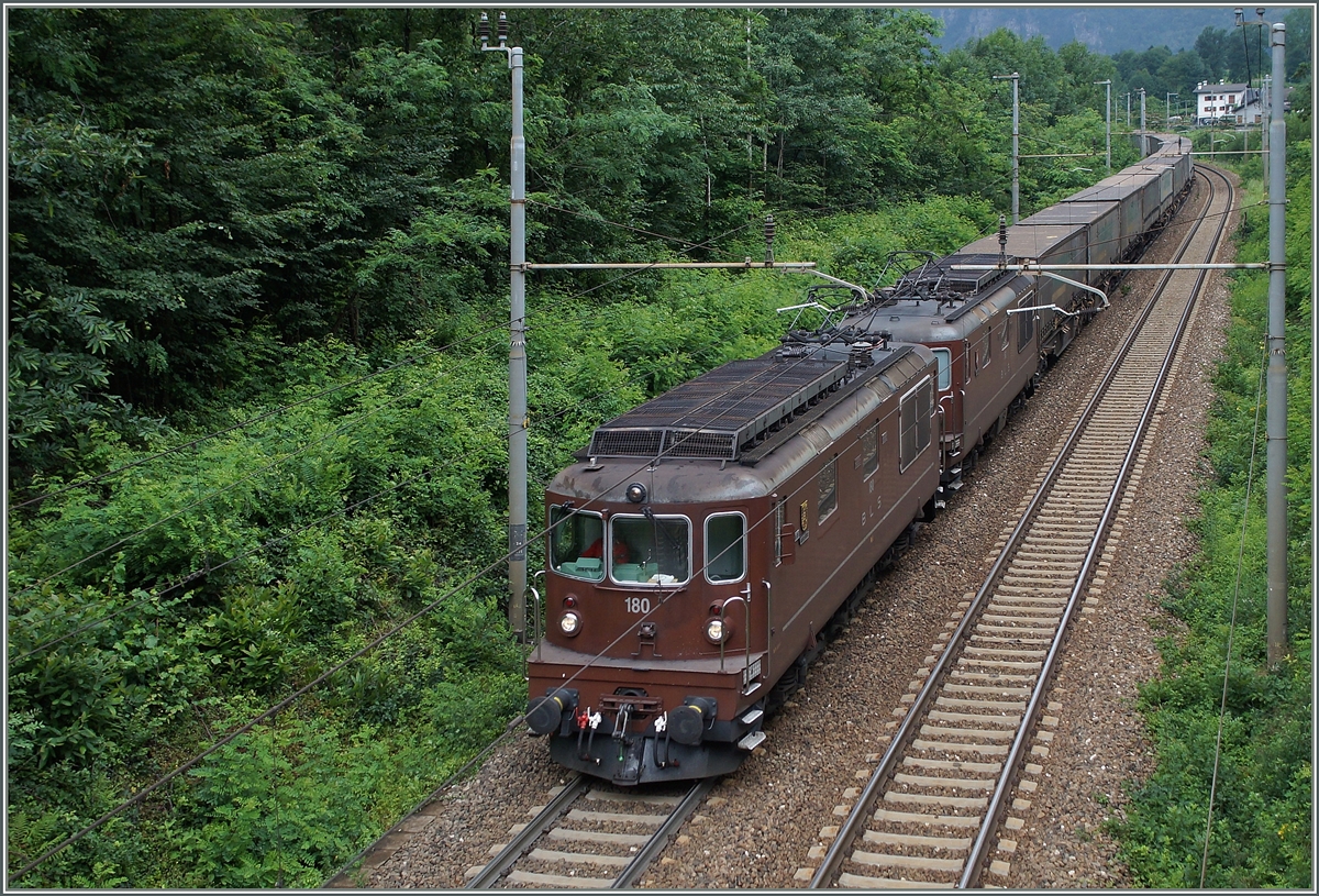 BLS Re 4/4 on the way to Domodossola near Varzo. 
02.07.2014