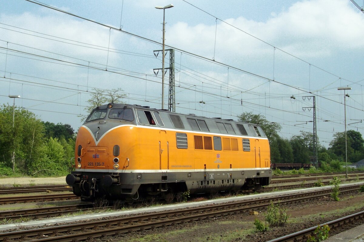 Bocholter Eisenbahn 221 135 stands at Emmerich on 8 May 2008.