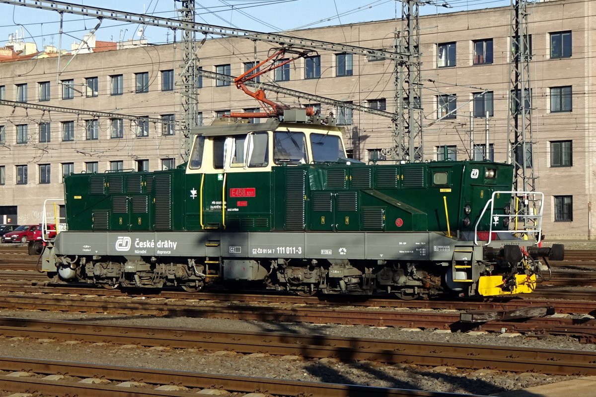 CD 111 011 has been restored back to her delivery status as E458 011 and stands on 20 September 2020 at Praha hl.n.