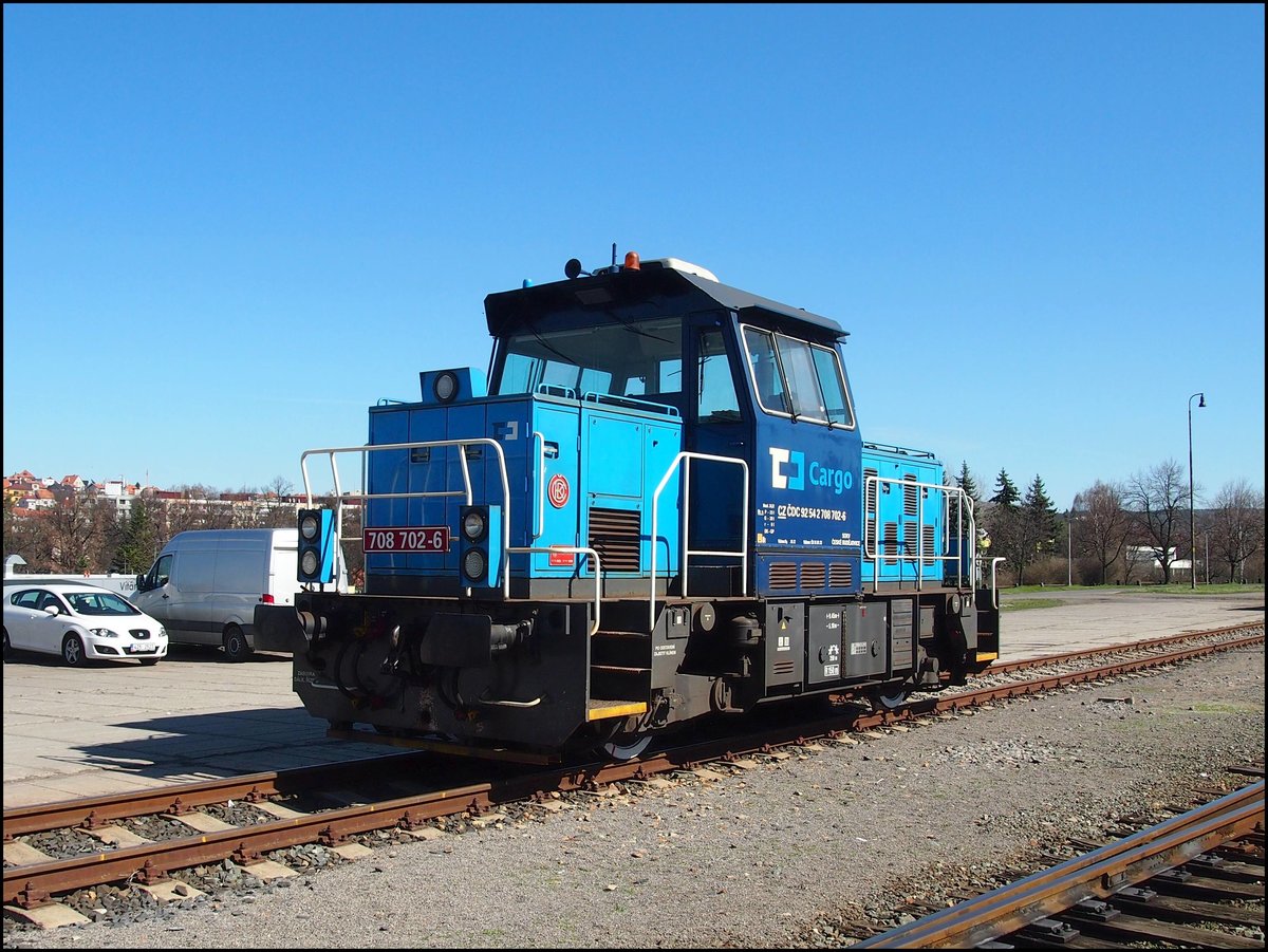 CD Cargo 708 702-6 in Railway station Rakovník at 28.03.2017