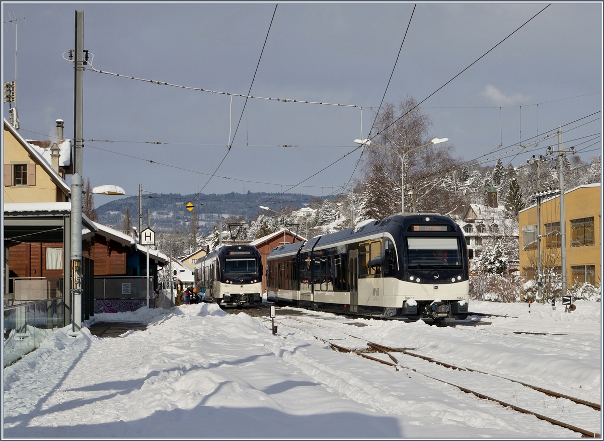 CEV GTW ABeh 2/6 7502 and 7504 in Blonay.
15.01.2017