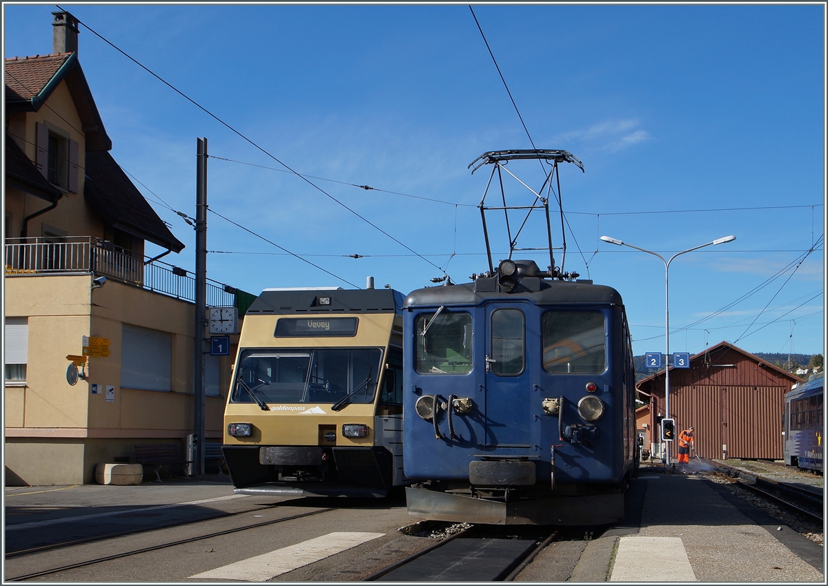 CEV GTW Be 2/6 and MOB BDe 4/4 3004 in Blonay.
14.10.2014