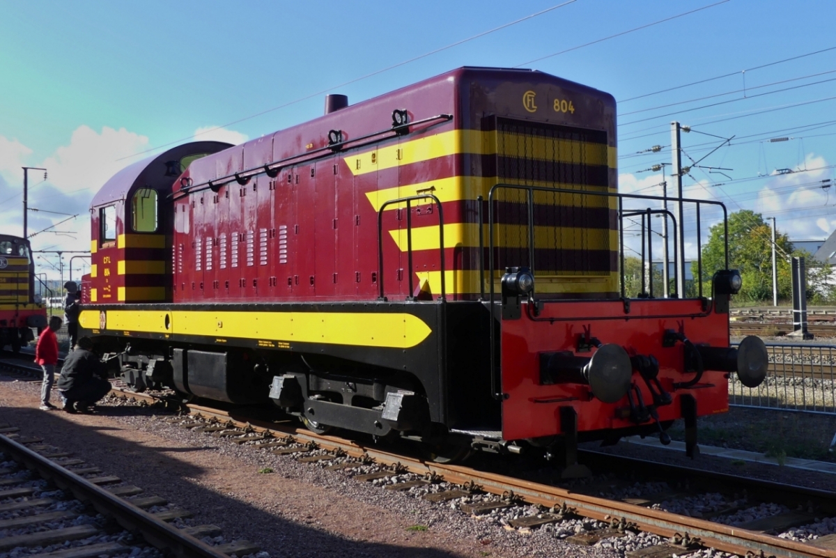 CFL Diesel locomotive 804 shone in the sun in Bettembourg. October.15.2023
