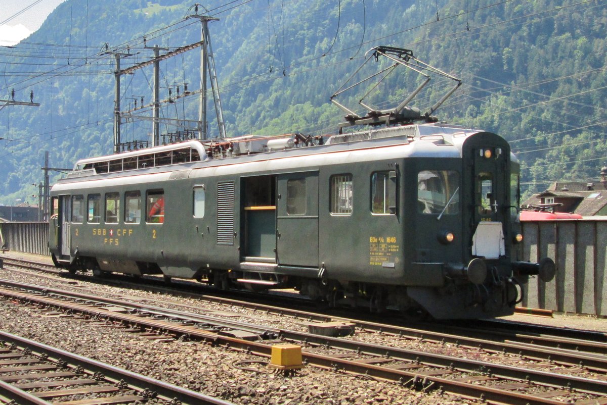 Condition rides for SBB 1646 at Erstfeld on a sunny 5 June 2015.