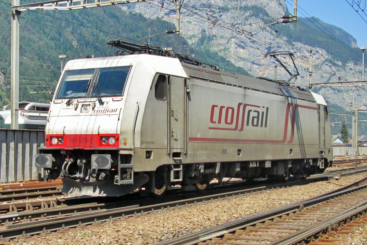 CrossRail 185 578 runs light through Erstfeld on 6 June 2015.