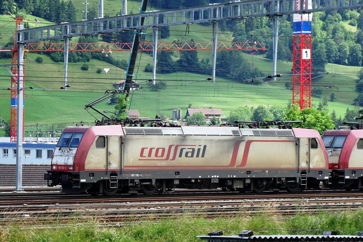 CrossRail 185 592 stands at Frutigen on 30 June 2013.