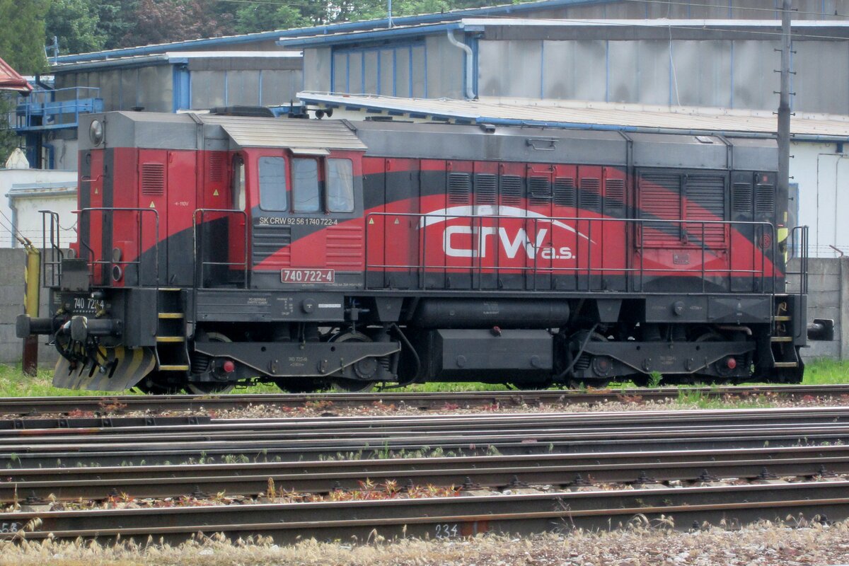 CRW 740 122 stands at Vrutky Nakldai Stanica on 30 may 2015. Class 740 was designed for private operators within Czechoslovakia, but some were donated to Bangladesh, earning these machines the nickname Bangladeshka. Since CSD was in search of a decent Diesle shunter, that also could take on shorter line trips, a modified version was designed and produced as Class 742. 