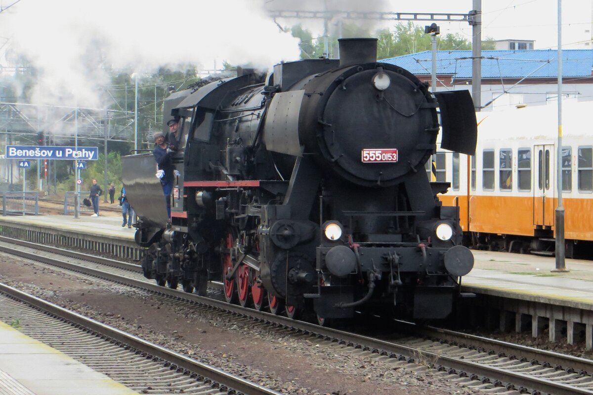 CSD Kriegslok 555.0153 runs light at Benesov u Prahy on 11 September 2022.