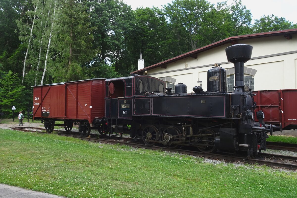 CSD steamer 310 076 stands in the railway museum of Luzna u Rakovnika on 11 June 2022.