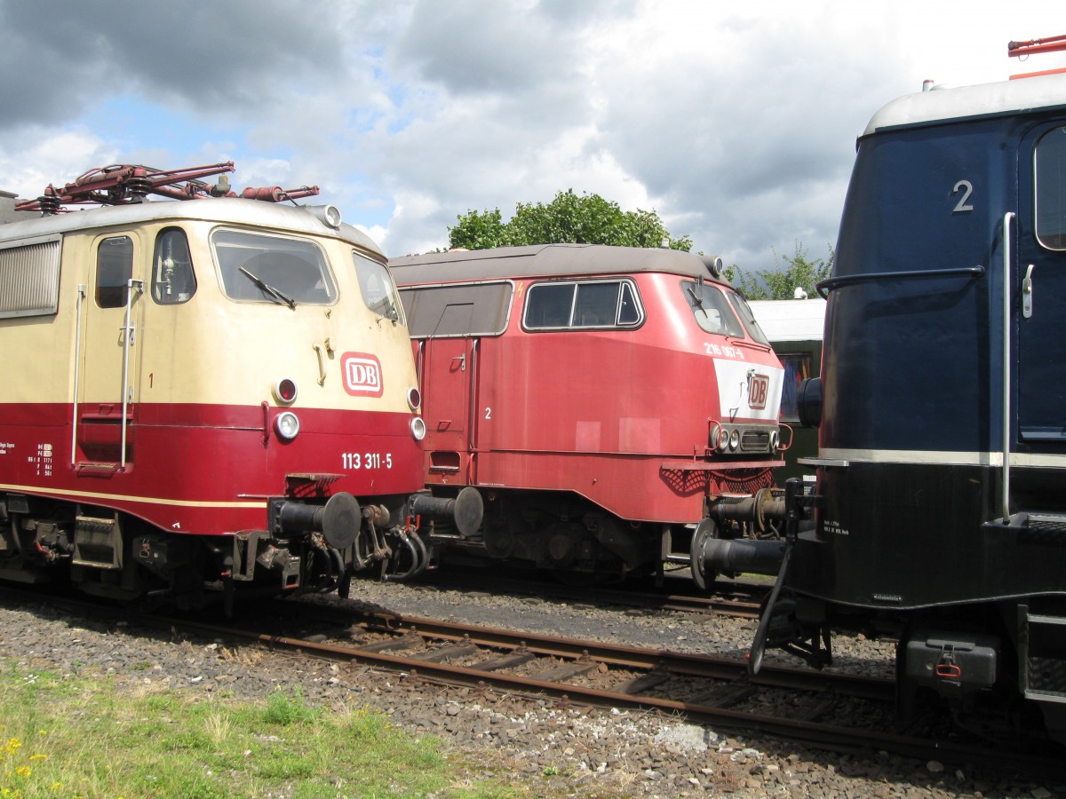 DB 113-311, 216-067 and DB E41-001 at the DB Museum in Koblenz, July 2009.