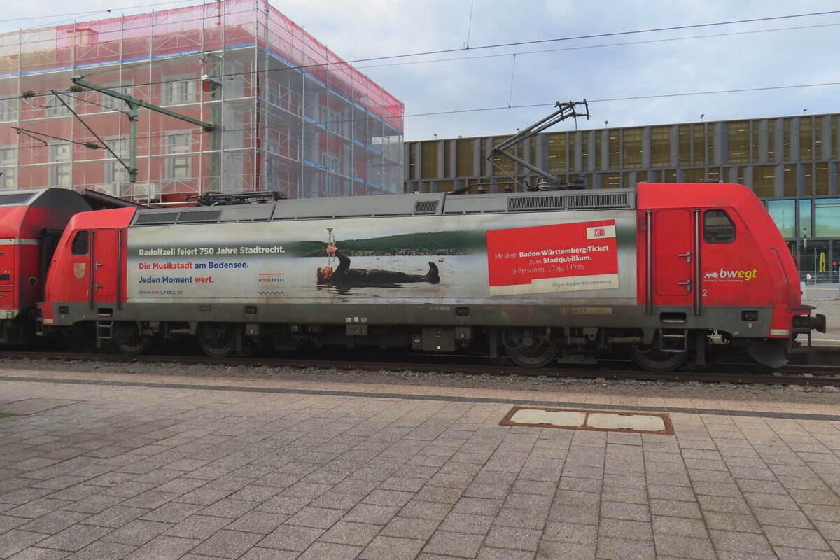 DB 146 230 celebrates 750 years city rights of of Radolfszell at Singen (Hohentwiel) on 14 February 2024.