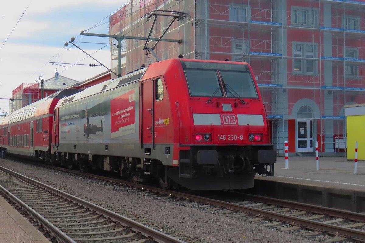 DB 146 230 celebrates 750 years city rights of of Radolfszell at Singen (Hohentwiel) on 14 February 2024.