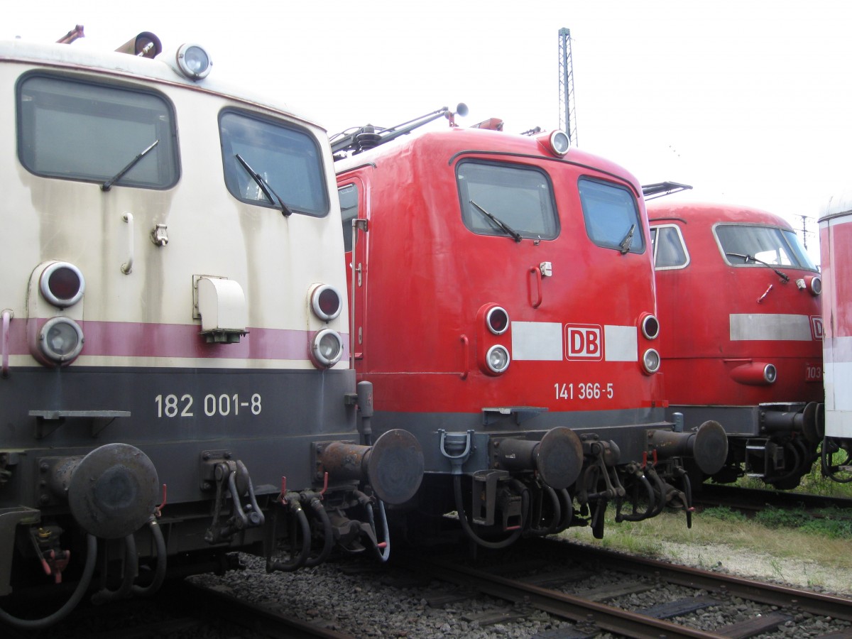 DB 182-001, 141-366 and 103-233 at The DB Museum, Koblenz, July 2009.