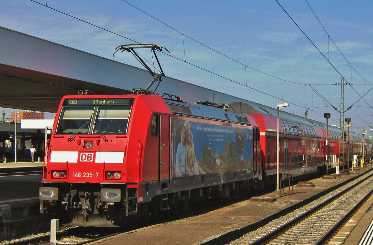 DB Regio 146 235 advertises Baden-Württemberg at Basel Badischer Bahnhof -a German railway station on leased Swiss territory- on 16 September 2011.