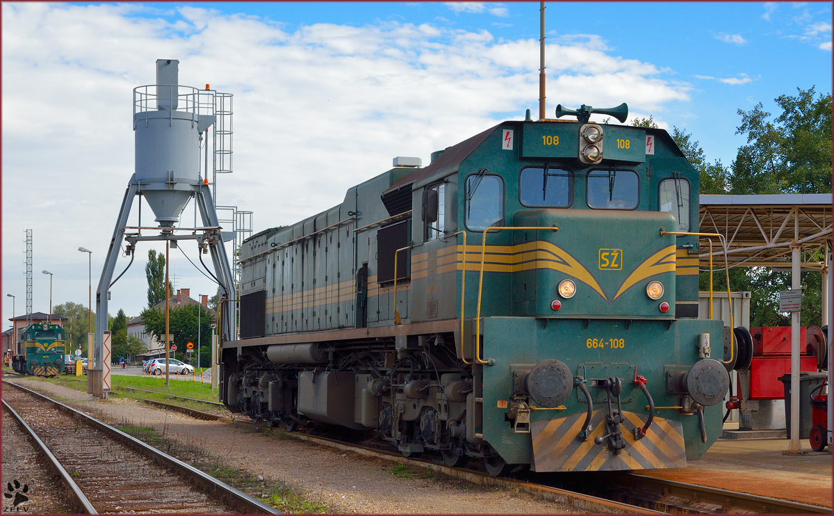 Diesel loc 664-108 stand on gas station in Pragersko. /13.9.2013