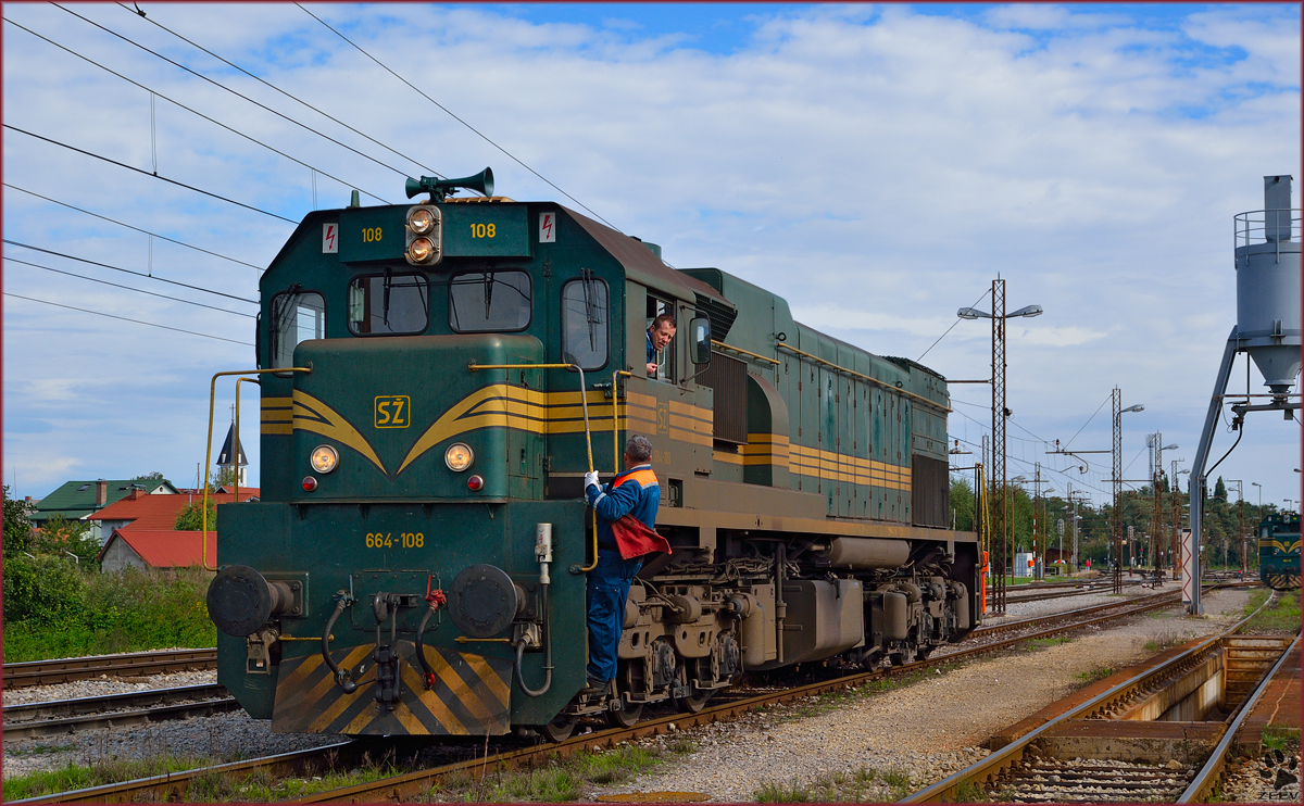 Diesel loc 664-108doing some maneuvers on Pragersko station. /13.9.2013