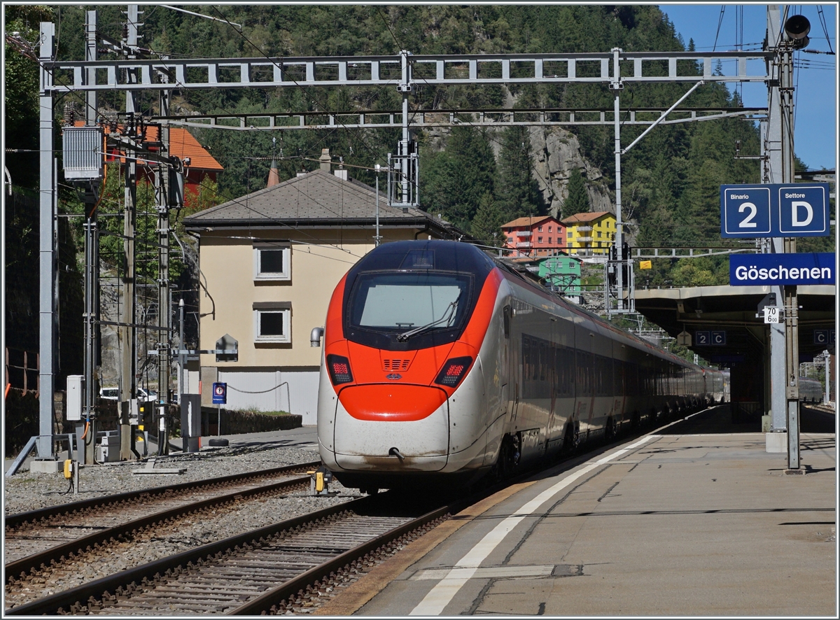Due to the partial closure of the Gotthard Base Tunnel (GBT), practically all passenger trains will run on the  Gotthard Panorama  route for a few weeks. In the picture an SBB RABe 501  Giruno  on the way towards Arth Goldau passing through Göschenen.

September 4th 2023