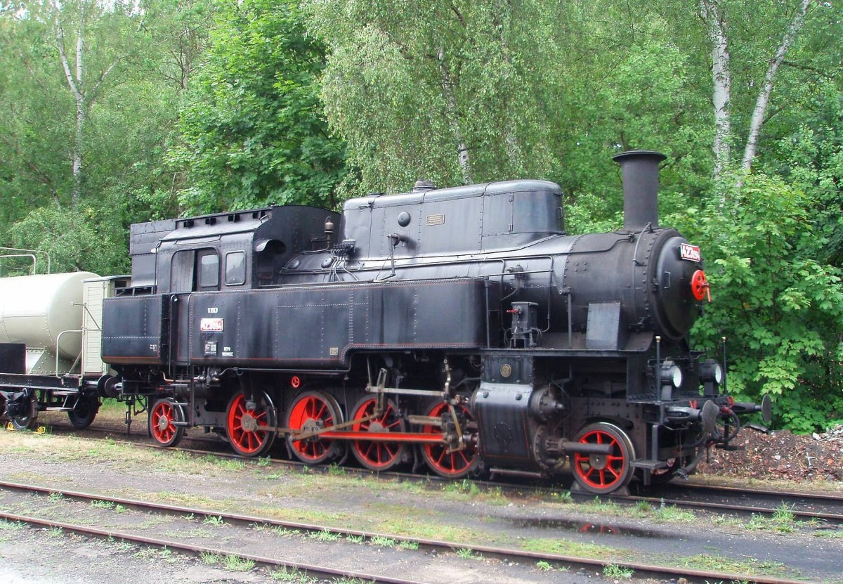 Duplex steam locomotive 423.094 (year of manufacture 1928 in CKD Prague)at the museum in Luzna u Rakovnika on 18 July 2010