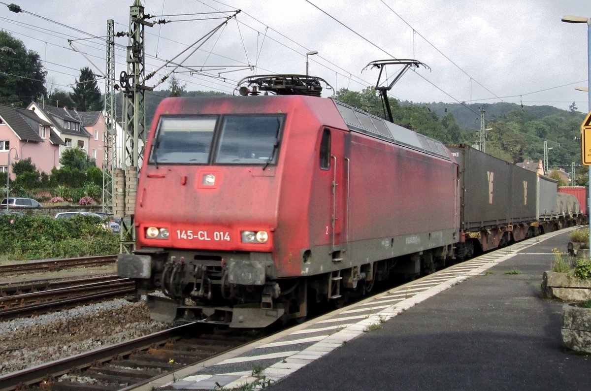 Ex-HGK 145-CL-014 hauls an intermodal service through Remagen on 20 September 2014.