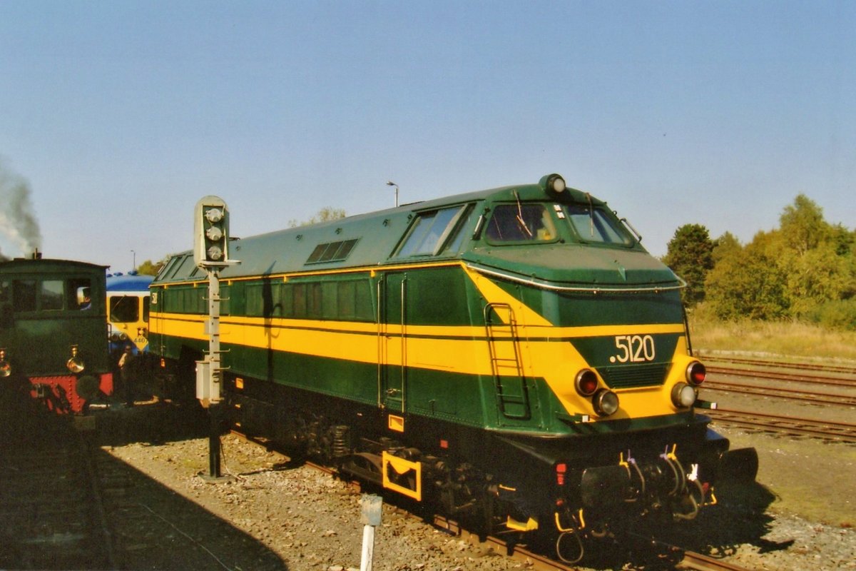 Ex-NMBS 5120 stands at Mariembourg with the CFV3V Weekend a Vapeur on 26 September 2009.