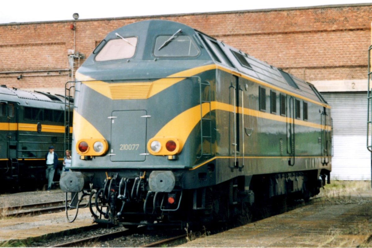 Ex-SNCB 210.077 stands outside the loco syhed at Saint-Ghislain on 12 September 2004.