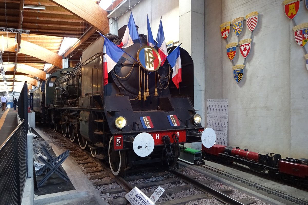 Flagged! SNCF 231-H8 stands in the Cité du Train and was the engine that hauled the French Presidential train after the Liberation in 1944. She is seen on 30 May 2019.